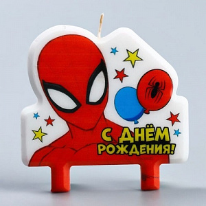 Свеча в торт "С Днем Рождения!", Человек-паук